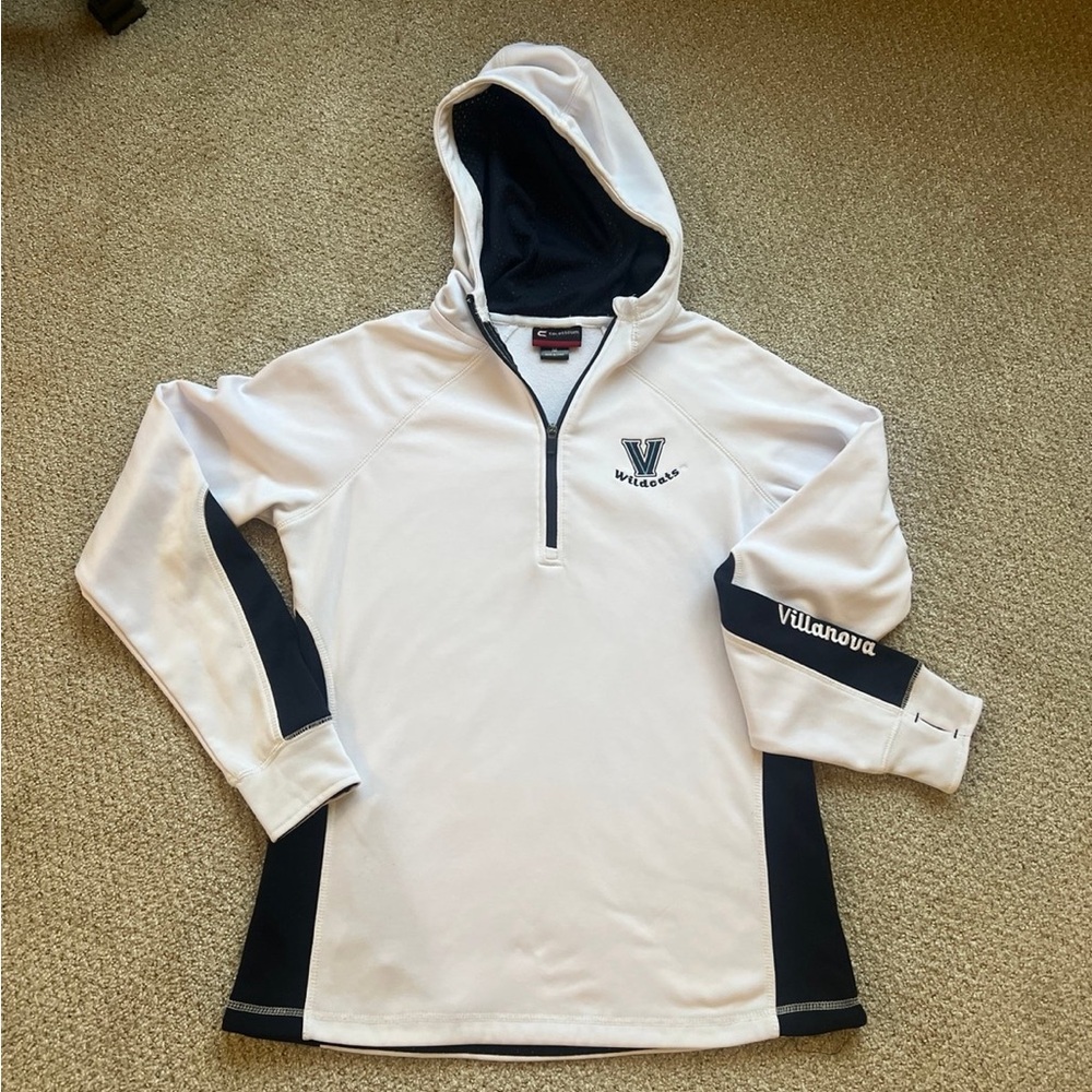 Villanova University Wildcats White & Navy Hooded 1/4 Zip Pullover